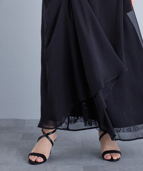 murea(ミュレア)の「シアーシフォンフラワーチュールボウタイロングワンピース(ワンピース・レディース・ブラック/アイボリー・FREE)」の15枚目の写真