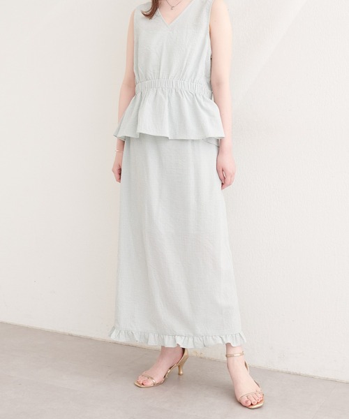 natural couture(ナチュラルクチュール)の「裾フリルチェック柄スカート(スカート・レディース・ブラウン系その他/グリーン系その他/ネイビー/ブラック系その他・FREE)」の1枚目の写真