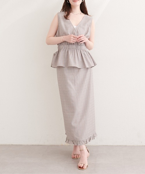 natural couture(ナチュラルクチュール)の「裾フリルチェック柄スカート(スカート・レディース・ブラウン系その他/グリーン系その他/ネイビー/ブラック系その他・FREE)」の22枚目の写真