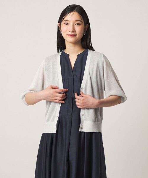 A DAY IN THE LIFE UNITED ARROWS(アデイインザライフユナイテッドアローズ)の「シアーVネックカーディガン 5分袖 ‐ウォッシャブル‐ <A DAY IN THE LIFE>(ニット/セーター・レディース・ブラウン系/ピンク/ブラック/ライトグレー・FREE)」の5枚目の写真