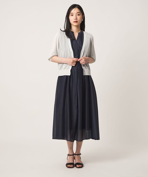 A DAY IN THE LIFE UNITED ARROWS(アデイインザライフユナイテッドアローズ)の「シアーVネックカーディガン 5分袖 ‐ウォッシャブル‐ <A DAY IN THE LIFE>(ニット/セーター・レディース・ブラウン系/ピンク/ブラック/ライトグレー・FREE)」の6枚目の写真