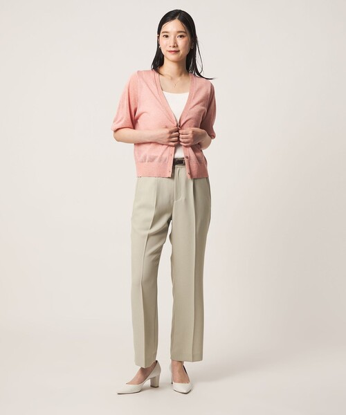 A DAY IN THE LIFE UNITED ARROWS(アデイインザライフユナイテッドアローズ)の「シアーVネックカーディガン 5分袖 ‐ウォッシャブル‐ <A DAY IN THE LIFE>(ニット/セーター・レディース・ブラウン系/ピンク/ブラック/ライトグレー・FREE)」の8枚目の写真