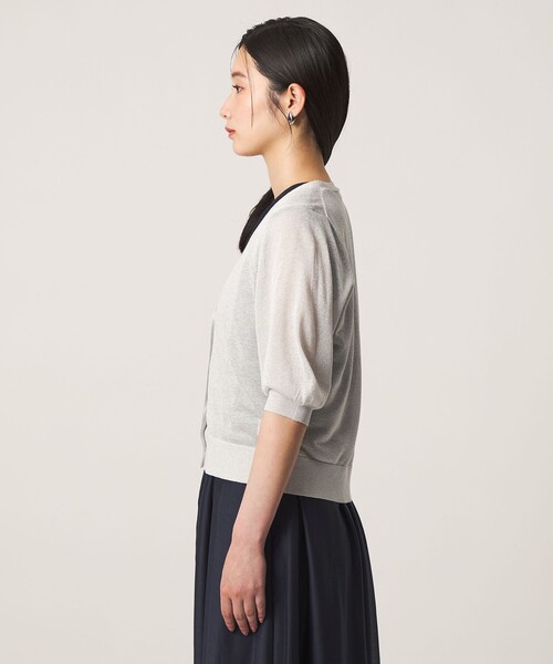 A DAY IN THE LIFE UNITED ARROWS(アデイインザライフユナイテッドアローズ)の「シアーVネックカーディガン 5分袖 ‐ウォッシャブル‐ <A DAY IN THE LIFE>(ニット/セーター・レディース・ブラウン系/ピンク/ブラック/ライトグレー・FREE)」の10枚目の写真