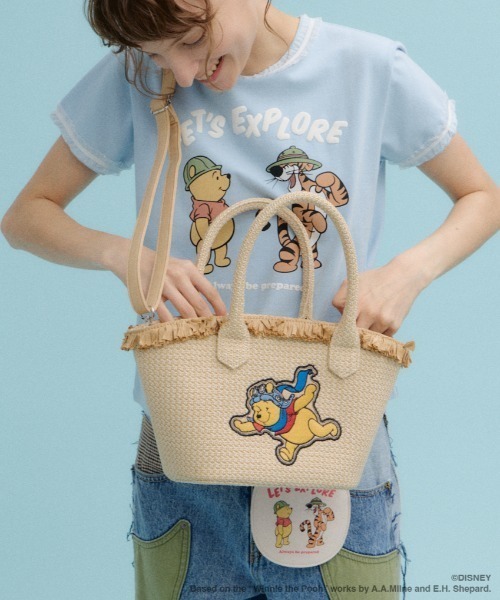 Disney SERIES CREATED by MUS(ディズニーシリーズクリエイテッドバイエムユーエス)の「MD BASKET バッグ / POOH(かごバッグ・レディース・キャメル/ブラック・FREE)」の1枚目の写真