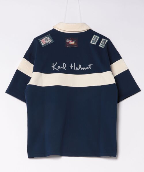 KARL HELMUT(カールヘルム)の「ネーム付きバックロゴラガーシャツ(Tシャツ/カットソー・メンズ・ネイビー×ホワイト/ホワイト×ピンク/ブラック×グリーン・FREE)」の13枚目の写真