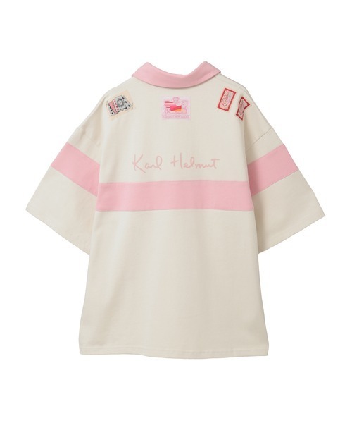 KARL HELMUT(カールヘルム)の「ネーム付きバックロゴラガーシャツ(Tシャツ/カットソー・メンズ・ネイビー×ホワイト/ホワイト×ピンク/ブラック×グリーン・FREE)」の5枚目の写真