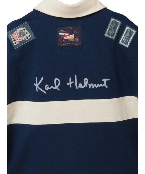 KARL HELMUT(カールヘルム)の「ネーム付きバックロゴラガーシャツ(Tシャツ/カットソー・メンズ・ネイビー×ホワイト/ホワイト×ピンク/ブラック×グリーン・FREE)」の12枚目の写真