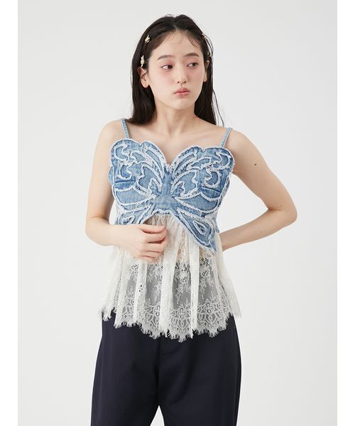 LILY BROWN(リリーブラウン)の「【LILY BROWN×ANNA SUI】バタフライレースデニムビスチェトップス(その他トップス・レディース・ライトブルー/ブラック・F)」の6枚目の写真