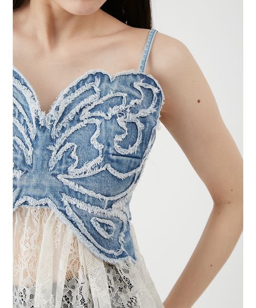 LILY BROWN(リリーブラウン)の「【LILY BROWN×ANNA SUI】バタフライレースデニムビスチェトップス(その他トップス・レディース・ライトブルー/ブラック・F)」の12枚目の写真