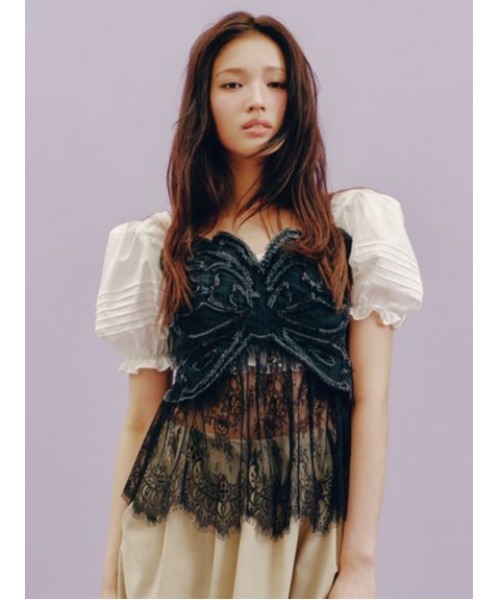 LILY BROWN(リリーブラウン)の「【LILY BROWN×ANNA SUI】バタフライレースデニムビスチェトップス(その他トップス・レディース・ライトブルー/ブラック・F)」の2枚目の写真