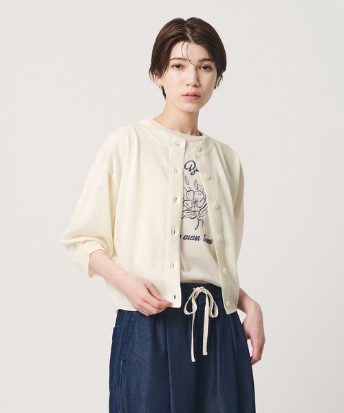 BEAUTY&YOUTH UNITED ARROWS(ビューティーアンドユースユナイテッドアローズ)の「【WEB限定 Wardrobe DAILY MINIMAL】ハーフスリーブ シアーカーディガン ウォッシャブル(カーディガン/ボレロ・レディース・ライム/ダークブラウン/ホワイト・FREE)」の2枚目の写真