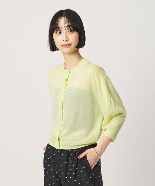 BEAUTY&YOUTH UNITED ARROWS(ビューティーアンドユースユナイテッドアローズ)の「【WEB限定 Wardrobe DAILY MINIMAL】ハーフスリーブ シアーカーディガン ウォッシャブル(カーディガン/ボレロ・レディース・ライム/ダークブラウン/ホワイト・FREE)」の3枚目の写真