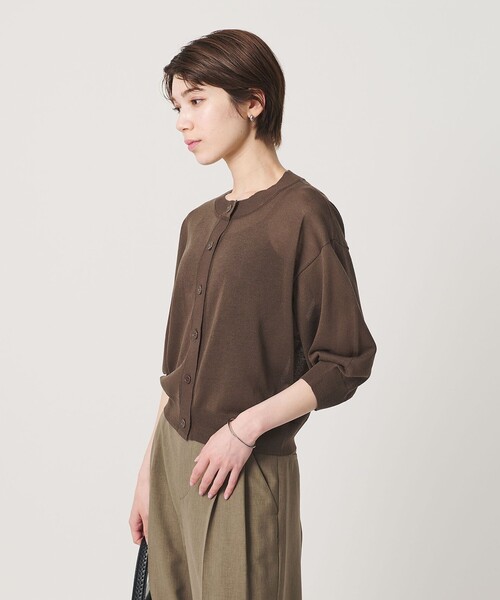 BEAUTY&YOUTH UNITED ARROWS(ビューティーアンドユースユナイテッドアローズ)の「【WEB限定 Wardrobe DAILY MINIMAL】ハーフスリーブ シアーカーディガン ウォッシャブル(カーディガン/ボレロ・レディース・ライム/ダークブラウン/ホワイト・FREE)」の5枚目の写真