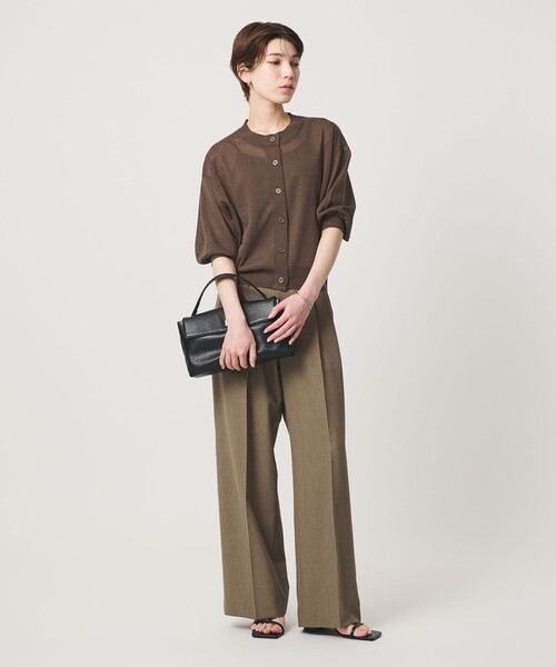 BEAUTY&YOUTH UNITED ARROWS(ビューティーアンドユースユナイテッドアローズ)の「【WEB限定 Wardrobe DAILY MINIMAL】ハーフスリーブ シアーカーディガン ウォッシャブル(カーディガン/ボレロ・レディース・ライム/ダークブラウン/ホワイト・FREE)」の6枚目の写真