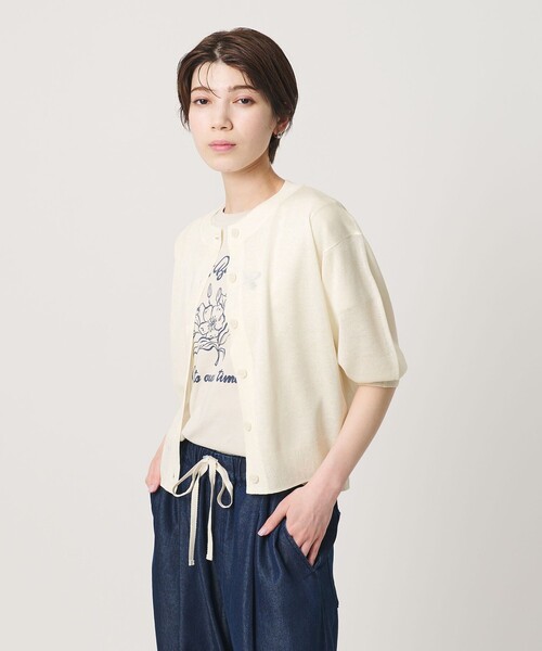BEAUTY&YOUTH UNITED ARROWS(ビューティーアンドユースユナイテッドアローズ)の「【WEB限定 Wardrobe DAILY MINIMAL】ハーフスリーブ シアーカーディガン ウォッシャブル(カーディガン/ボレロ・レディース・ライム/ダークブラウン/ホワイト・FREE)」の7枚目の写真