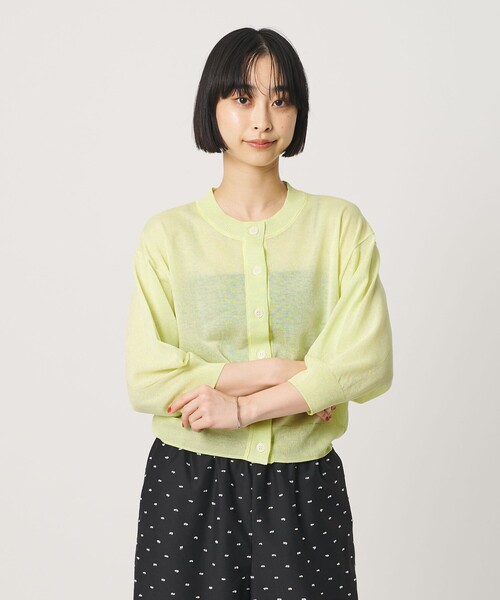 BEAUTY&YOUTH UNITED ARROWS(ビューティーアンドユースユナイテッドアローズ)の「【WEB限定 Wardrobe DAILY MINIMAL】ハーフスリーブ シアーカーディガン ウォッシャブル(カーディガン/ボレロ・レディース・ライム/ダークブラウン/ホワイト・FREE)」の10枚目の写真