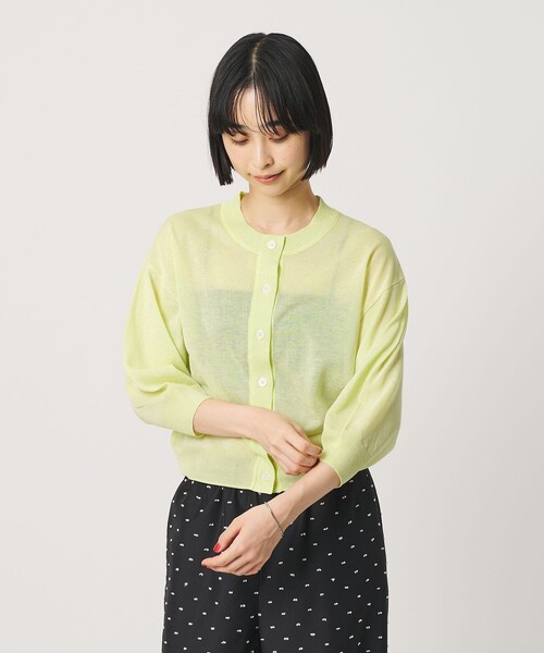 BEAUTY&YOUTH UNITED ARROWS(ビューティーアンドユースユナイテッドアローズ)の「【WEB限定 Wardrobe DAILY MINIMAL】ハーフスリーブ シアーカーディガン ウォッシャブル(カーディガン/ボレロ・レディース・ライム/ダークブラウン/ホワイト・FREE)」の11枚目の写真