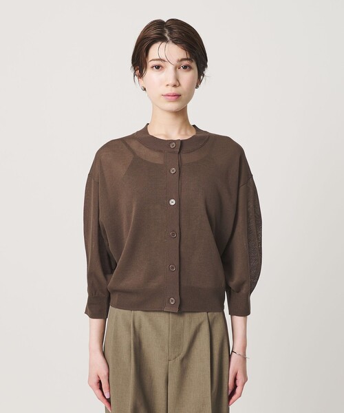 BEAUTY&YOUTH UNITED ARROWS(ビューティーアンドユースユナイテッドアローズ)の「【WEB限定 Wardrobe DAILY MINIMAL】ハーフスリーブ シアーカーディガン ウォッシャブル(カーディガン/ボレロ・レディース・ライム/ダークブラウン/ホワイト・FREE)」の13枚目の写真