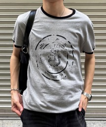 【Chikashitsu +】stamp printing ringer tee (3color) / 【チカシツプラス】スタンププリントリンガー半袖Tシャツ<着用動画あり>