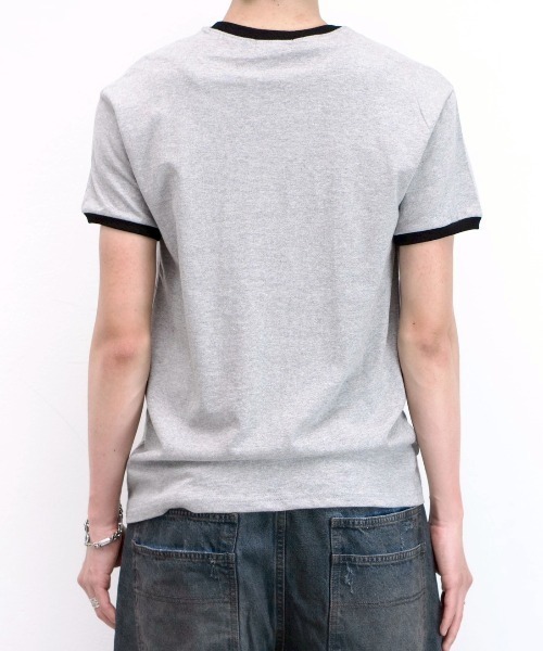 Chikashitsu +(チカシツプラス)の「【Chikashitsu +】stamp printing ringer tee (3color) / 【チカシツプラス】スタンププリントリンガー半袖Tシャツ<着用動画あり>(Tシャツ/カットソー・メンズ・ホワイト/ブラック/グレー・ONE SIZE)」の11枚目の写真
