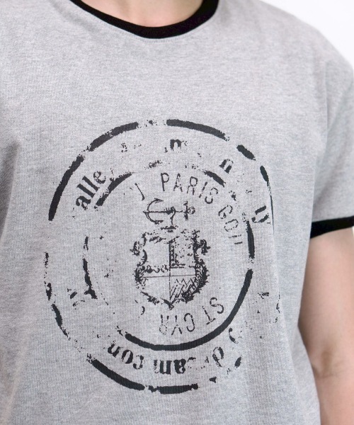 Chikashitsu +(チカシツプラス)の「【Chikashitsu +】stamp printing ringer tee (3color) / 【チカシツプラス】スタンププリントリンガー半袖Tシャツ<着用動画あり>(Tシャツ/カットソー・メンズ・ホワイト/ブラック/グレー・ONE SIZE)」の13枚目の写真