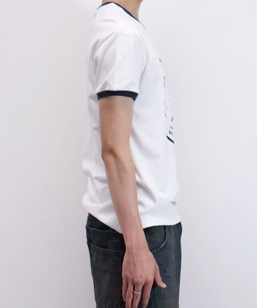 Chikashitsu +(チカシツプラス)の「【Chikashitsu +】stamp printing ringer tee (3color) / 【チカシツプラス】スタンププリントリンガー半袖Tシャツ<着用動画あり>(Tシャツ/カットソー・メンズ・ホワイト/ブラック/グレー・ONE SIZE)」の16枚目の写真