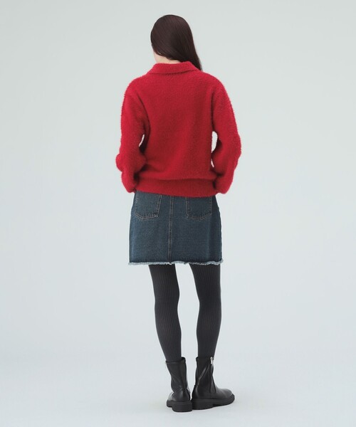 BEAMS HEART（ビームスハート）の「フリンジ デニム ミニスカート（スカート・レディース・ネイビー/ブルー・FREE）」の7枚目の写真