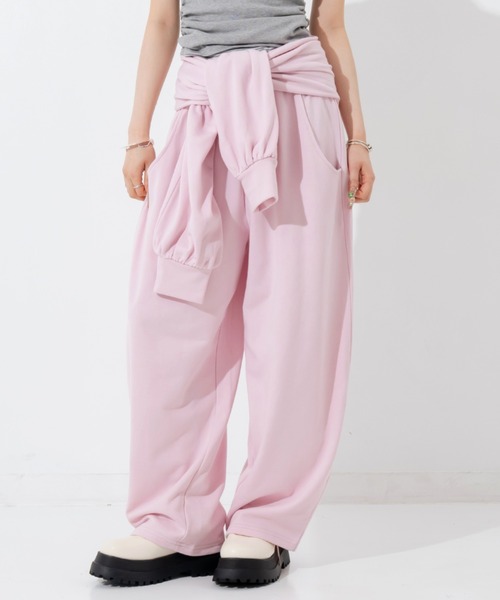 ANAP(アナップ)の「マルチway袖風ベルト付きスウェットコクーンパンツ(その他パンツ・レディース・ピンク/ブラック/グレー・F)」の3枚目の写真