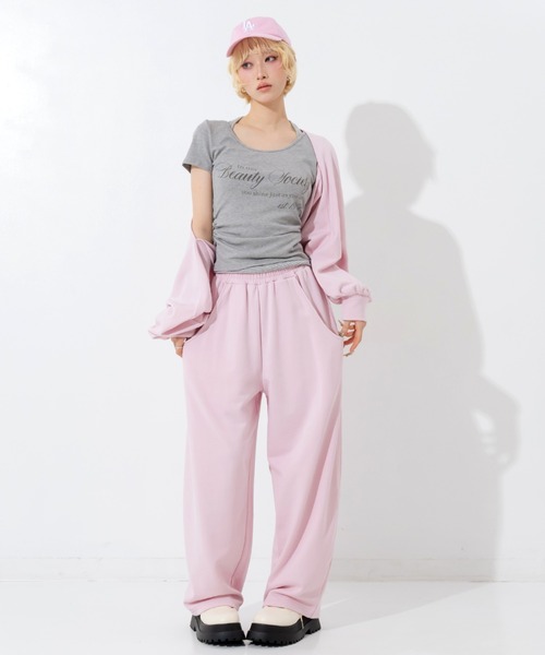 ANAP(アナップ)の「マルチway袖風ベルト付きスウェットコクーンパンツ(その他パンツ・レディース・ピンク/ブラック/グレー・F)」の4枚目の写真