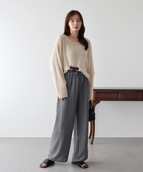 BLUEEAST(ブルーイースト)の「ストライプイージーパンツ(その他パンツ・レディース・グレー/ベージュ/モカ・MEDIUM)」の18枚目の写真
