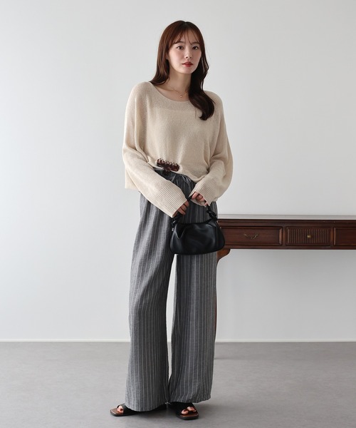 BLUEEAST(ブルーイースト)の「ストライプイージーパンツ(その他パンツ・レディース・グレー/ベージュ/モカ・MEDIUM)」の20枚目の写真