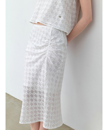 TEXTURED CHECK SET SHIRRED SKIRT (SK-5112)
