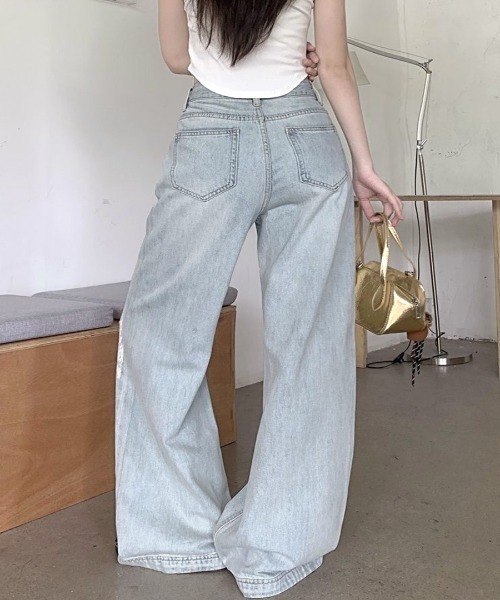 Riff(リフ)の「ラインストーンレースダメージデニム(デニムパンツ・レディース・ライトブルー・S/M/L)」の14枚目の写真