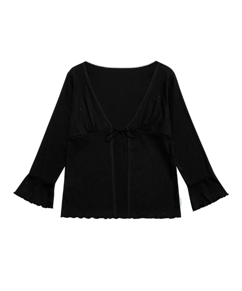 MIRECO(ミレコ)の「RIBBON GLITTER LACE CARDIGAN BLACK(カーディガン/ボレロ・レディース・その他・FREE)」の4枚目の写真