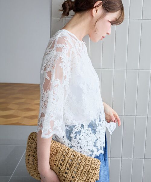 le.coeur blanc(ルクールブラン)の「エンブロイダリーチュールレースブラウス(シャツ/ブラウス・レディース・オフホワイト/ブラック・38)」の19枚目の写真