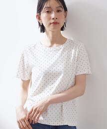 大人にちょうどいい チャーム付きドット柄Tシャツ