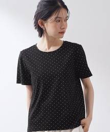 大人にちょうどいい チャーム付きドット柄Tシャツ