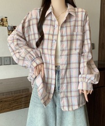 チェック柄 ルーズシルエット 長袖シャツジャケット