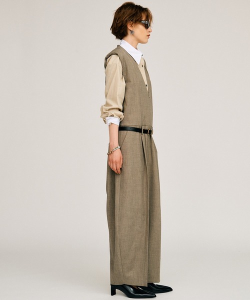 PRANK PROJECT(プランクプロジェクト)の「【2026Autumn Pre-Order】スーチングワイドジャンプスーツ / Suiting Wide Jumpsuit(つなぎ/オールインワン・レディース・グレイッシュベージュ/ネイビー・38/36)」の10枚目の写真