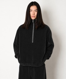 SUPERTHANKS | 無地ストレッチコーデュロイハーフジップフーディStretch corduroy Half zip hoodie（刺繍無）(パーカー)