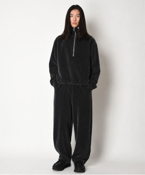 SUPERTHANKS（スーパーサンクス）の「無地ストレッチコーデュロイハーフジップフーディStretch corduroy Half zip hoodie（刺繍無）（パーカー・メンズ・ブラック/チャコールグレー・L/M/S）」の9枚目の写真