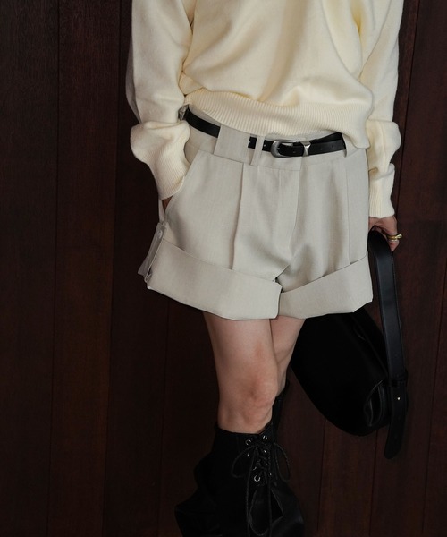 chuclla(チュクラ)の「タックロールアップショートパンツ chw26a077(その他パンツ・レディース・ダークグレー/ライトベージュ・L/S/M)」の8枚目の写真