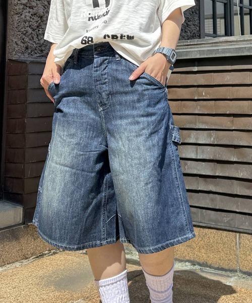 GREEN BOWL(グリーンボウル)の「グリーンボウル【GREEN BOWL】Denim Washing Bermuda shorts/バミューダショーツ(デニムパンツ・レディース・インディゴブルー・M/L)」の2枚目の写真