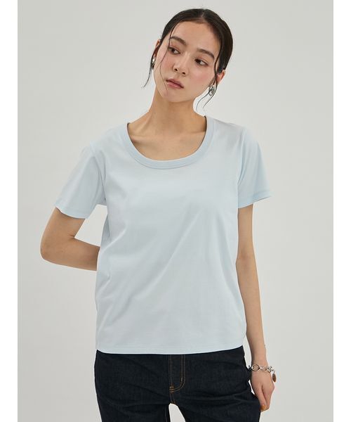 Mila Owen(ミラオーウェン)の「シルキータッチUネックTシャツ(Tシャツ/カットソー・レディース・ブラック/ホワイト/ライトブルー/ベージュ・0/1)」の17枚目の写真