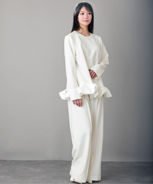 Ranerrh(ラネリ)の「ワイドフルレングスパンツ【結婚式・二次会・パーティー】【入卒園・入卒式】【オケージョン・セレモニー】【パンツスタイルウエディング】(スラックス・レディース・オフホワイト・38)」の16枚目の写真