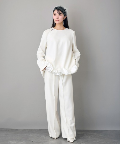 Ranerrh(ラネリ)の「ワイドフルレングスパンツ【結婚式・二次会・パーティー】【入卒園・入卒式】【オケージョン・セレモニー】【パンツスタイルウエディング】(スラックス・レディース・オフホワイト・38)」の15枚目の写真