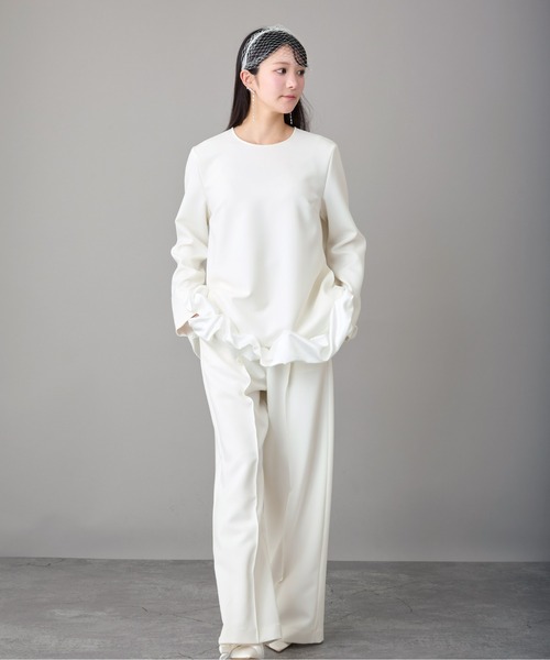 Ranerrh(ラネリ)の「ワイドフルレングスパンツ【結婚式・二次会・パーティー】【入卒園・入卒式】【オケージョン・セレモニー】【パンツスタイルウエディング】(スラックス・レディース・オフホワイト・38)」の13枚目の写真
