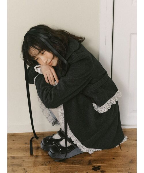 merry jenny(メリージェニー)の「ソフトレースダブルジャケット(その他アウター・レディース・ピンク/チャコールグレー/オフホワイト・FREE)」の6枚目の写真
