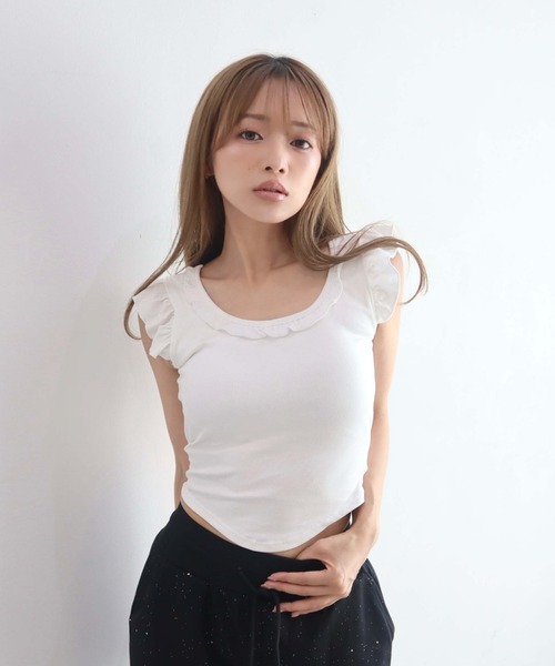 CECIL McBEE(セシルマクビー)の「【CECIL McBEE】カップ付きフリルリボンタンクトップ(タンクトップ・レディース・アイボリー/ブラック/レッド・MEDIUM)」の13枚目の写真