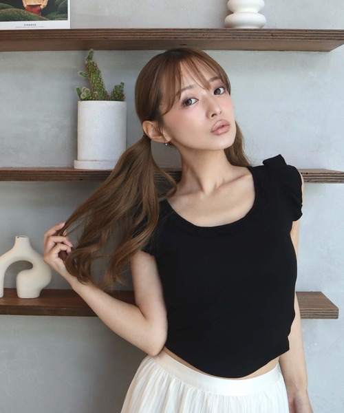 CECIL McBEE(セシルマクビー)の「【CECIL McBEE】カップ付きフリルリボンタンクトップ(タンクトップ・レディース・アイボリー/ブラック/レッド・MEDIUM)」の7枚目の写真